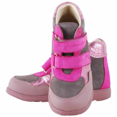 Szürke-pink, magasszárú, lámás, Szamos supinált cipő