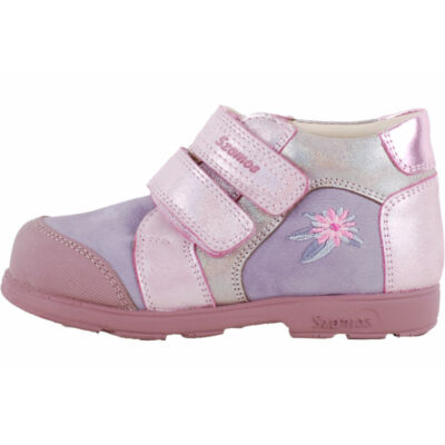 Lila, rózsaszín virágos, Szamos supinált cipő