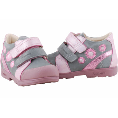 Szürke, rózsaszín virágos, Szamos supinált cipő
