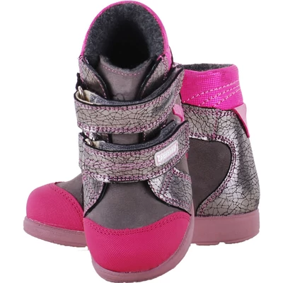 Szürke-pink, szívecskés, termo béléses, vízálló, Szamos supinált bakancs