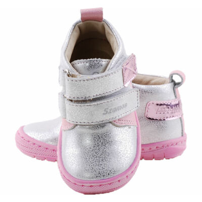 Ezüst, rózsaszín, virágos, hajlékony talpú, Szamos cipő