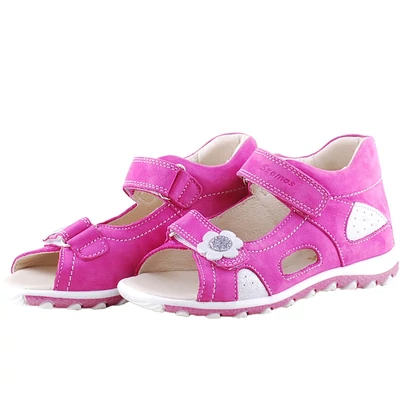 Pink, ezüst virágos, hajlékony talpú, Szamos szandál