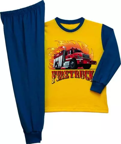 Sárga-kék, tűzoltóautós, fiú, Pampress pizsama