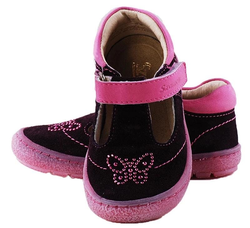 Lila-pink, flitteres, pillangós, pántos, Szamos szandálcipő